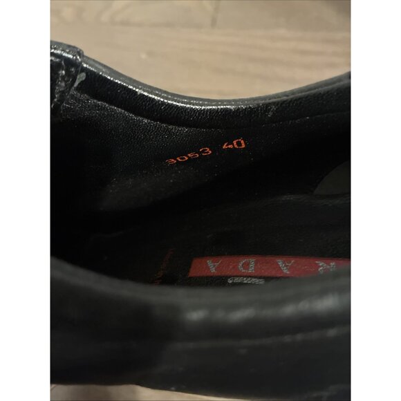 Prada Sport Authentic Solid Black Leather Square Toe Medium Heel Ankle Boots 10 - Picture 6 of 7